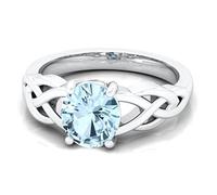 BFD NATURAL SKY BLUE AQUAMARINE WOMEN'S ENGAGEMENT RING - MARCH BIRTH STONE RING FOR WOMEN - 1.00 CARAT SIZE-M