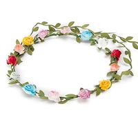 BFD One Ladies Girls Boho Floral Festival Flower Crown Head Band Garland One Size Wipe Clean With Dry Cloth Paper Flowers On Strong Wrapped Florist Wire 30 Colours (Multi Colored Flowers)