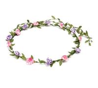 BFD One Ladies Girls Boho Floral Festival Flower Crown Head Band Garland One Size Wipe Clean With Dry Cloth Paper Flowers On Strong Wrapped Florist Wire 30 Colours (Lilac And Pink)