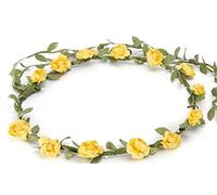 BFD One Ladies Girls Boho Floral Festival Flower Crown Head Band Garland One Size Wipe Clean With Dry Cloth Paper Flowers On Strong Wrapped Florist Wire 30 Colours (Yellow)