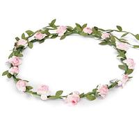 BFD One Ladies Girls Boho Floral Festival Flower Crown Head Band Garland One Size Wipe Clean With Dry Cloth Paper Flowers On Strong Wrapped Florist Wire 30 Colours (Pink)