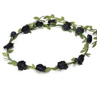 BFD One Ladies Girls Boho Floral Festival Flower Crown Head Band Garland One Size Wipe Clean With Dry Cloth Paper Flowers On Strong Wrapped Florist Wire 30 Colours (Black)