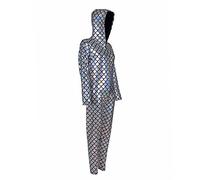 BFD One Shiny Long Sleeve Hooded Footless Dance Catsuit Unitard. Fish scale Printed Bodysuit Jumpsuit All In One Dancewear Metallic Wet Look Ladies Girls Cool Wash Catsuit Gymnastic Leotard Unitard