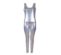 BFD One Shiny Sleveless Footless Dance Catsuit Unitard. Fish scale Printed Bodysuit Jumpsuit All In One Dancewear Metallic Wet Look Ladies Girls Cool Wash Catsuit Gymnastic Leotard Unitard