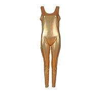 BFD One Shiny Sleveless Footless Dance Catsuit Unitard. Fish scale Printed Bodysuit Jumpsuit All In One Dancewear Metallic Wet Look Ladies Girls Cool Wash Catsuit Gymnastic Leotard Unitard