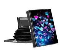BFDHGQZC Credit Card Holder for Women Men,Mini RFID Blocking Aluminum Slim Metal Wallet Business Card Organizer ID Card Case Professional Stainless Steel Pocket Wallet, Colorful Heart Shape