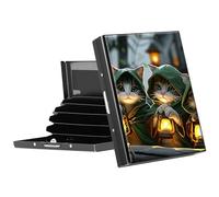 BFDHGQZC Credit Card Holder for Women Men,Mini RFID Blocking Aluminum Slim Metal Wallet Business Card Organizer ID Card Case Professional Stainless Steel Pocket Wallet, Three Cute Cats