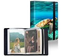 BFDHGQZC Small Photo Album 5x7 inch Sea Turtle PU Leather Cover Photo Albums with Inner Transparent Pockets,Elastic Band Design for Family Anniversary Wedding Baby Pets