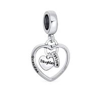 BFF Best Friends Trio Word Grandma Daughter Mother Hearts Dangle Charm Bead For Grandmother .925 Sterling Silver Fits European Bracelet