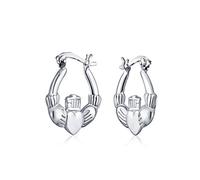 BFF Love Lightweight Heart Celtic Irish Friendship Claddagh Hoop Earrings For Women Teen .925 Sterling Silver .55 Inch Diameter
