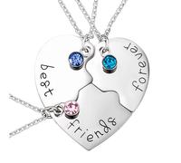 BFF Necklace for 3-Best Friends Forever Split Heart Necklace Best Friend Necklace for 3, Friendship Necklace Set of 3 Puzzle Matching Necklaces Friendship Jewellery for Sister