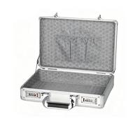 Bffcnl Aluminum Storage Case Security Storage Box Organizer with Double Combination Locks Reinforced Corners Soft Interior Lining Mesh Pocket Suitable for, Bright Silver, S P-Lock