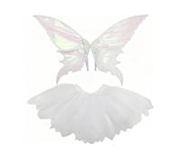 Bffcnl Butterfly Wing Costume Up Outfit Props Angel Cloth Material with Shoulder Straps Easy to Put on Suitable for School Fairs Tale, White with skirt