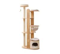 Bffcnl Cat Climbing Frame Multi Tier Condo Perch With Private Enclosure Lounger Sisal Wrapped s Solid Wood Structure suitable for small modern homes pet lovers, style to 1