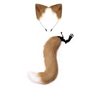 Bffcnl Cat Headband Ears Tail Costume Polyester Accessories Suitable for Disguise Cosplay Role Party Carnival Photo Birthday Gift, Khaki