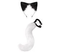 Bffcnl Cat Headband Ears Tail Costume Polyester Accessories Suitable for Disguise Cosplay Role Party Carnival Photo Birthday Gift, White