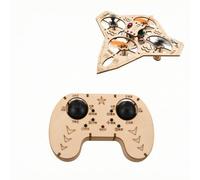 Bffcnl DIY Wooden J-49 Fighter Quadcopter Lightweight Cut Wooden RC Aircraft with 6-Channel Control Unit for Hobbyists, Learners, Outdoor Air Travel