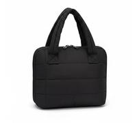 Bffcnl Folding Makeup Simple to Standing Makeup Organizer Soft Quilted Portable Cosmetic Pouch for Women, Dressing Table, Black, Black