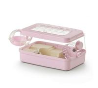 Bffcnl Hamster Cage with Wheel Clear Hamster Habitat with Elevated Level Easy-to-View Enclosure for Pet Keepers, Indoor, Array, Peach Pink, Single Layer Deluxe Hamster Castle - Peach Pink