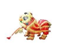 Bffcnl Lion Hand Puppet with Rod for Spring Festival Events, Red Yellow