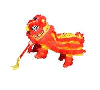 Bffcnl Lion Hand Puppet with Rod for Spring Festival Events, Yellow Red