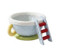 Bffcnl Pet Bowl Bed Bowl-Shaped Cat Bed with Handle Soft Feline Resting Place for Bedroom, Large 50 50 26cm, Blue Coffee Cup - Rope Wrapped Ladder