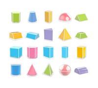 Bffcnl Set of 20 Flexible 3D Geometric Shapes, Geometric Solids, Basic Arithmetic, Manipulation, Education