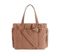 Bffcnl Stylish Laptop Bag with, Shoulder Strap and Carrying Handle, Bow Decoration, Lightweight Material - Ideal for on The Go, Camel