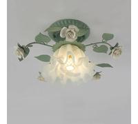 BFFGKGL French Country White Milk Glass Semi Flush Mount Ceiling Light Fixture Modern Flower Ceramics Ceiling Lighting Mid Century Green Hallway Close To Ceiling Lamp For Living Room Aisle Farmhouse