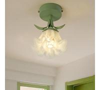 BFFGKGL Mid Century Green Hallway Ceiling Light Modern Nordic Creativity Flower Glass Balcony Ceiling Lamp French Minimalist Bedroom Small Pendant Light For Bathroom Kitchen Island Aisle Stairs