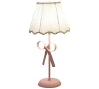 BFFGKGL Nordic Minimalism White Pink Table Lamp for Girl's Bedroom Single Cute Bow Table Lamp with Fabric Shade Modern Bedside Light Coastal Bedside Table Kids Bedroom Reading Desk Lighting