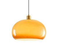 BFFGKGL Vintage Orange Glass Pendant Light Denmark Nordic Minimalism Mid Century E26 Chandelier Yellow Glass Pendant Lamp Shade Adjustable LED Hanging Lamp For Restaurant Cafe Loft Bedroom Hallway