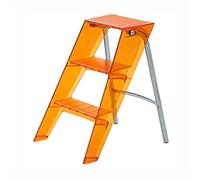 BFFGM Folding Step Ladder Transparent Portable Multi-Use Platform Three-step Pedal Stepladder for Office Plant Pots Displaying(Color:Orange)