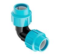 BFG Water Pipe Plumbing Fittings, 25mm x 25mm MDPE Elbow Garden Hose Connector, 16 Bar, Max. Temp. 45°C, Female Plastic Pipe, MDPE Fittings, 25mm MDPE Pipe Elbow, Outside Tap Connector Hose Pipe
