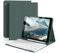 BFGTSJF Keyboard Case for iPad 9th / 8th / 7th Generation 10.2 inch 2021/2020/2019, iPad Air 3rd / iPad Pro 10.5 inch with Pencil Holder, Magnetic Detachable Bluetooth Keyboard - Dark Green-1