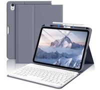 BFGTSJF Keyboard Case for iPad Air 11-inch 2025/2024, iPad Air 5th / 4th Generation 10.9 2022/2020 Inch with Pencil Holder, Detachable Bluetooth Keyboard Folio Cover for Air 11" M4/M3/M2, Purple Gray