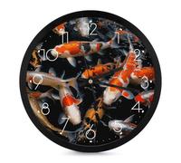 BFGWK 10 Inch Simple Modern Wall Clock Silent Non Ticking Japan Fancy Carp Fishes Printing Wall Clocks Battery Operated for Living Room Home Office Kitchen Bedroom