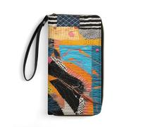 BFGWK Large Wallet Novelty A Colorful Quilt Printing Long Wallet With Zipper Leather Wallet Suitable For Both Men And Women, style, 19.7x10.5cm