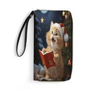 BFGWK Large Wallet Novelty Cute Sing Christmas Carols Printing Long Wallet With Zipper Leather Wallet Suitable For Both Men And Women, style, 19.7x10.5cm