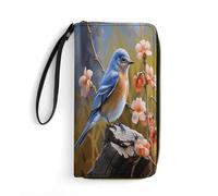 BFGWK Large Wallet Novelty Eastern Bluebird Printing Long Wallet With Zipper Leather Wallet Suitable For Both Men And Women, style, 19.7x10.5cm