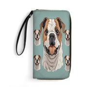 BFGWK Large Wallet Novelty Funny English Bulldog Printing Long Wallet With Zipper Leather Wallet Suitable For Both Men And Women, style, 19.7x10.5cm
