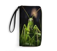 BFGWK Large Wallet Novelty Grasshopper on Grass Printing Long Wallet With Zipper Leather Wallet Suitable For Both Men And Women, style, 19.7x10.5cm
