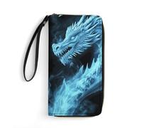 BFGWK Large Wallet Novelty Ice And Fire Dragons Printing Long Wallet With Zipper Leather Wallet Suitable For Both Men And Women, style, 19.7x10.5cm