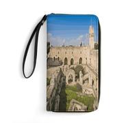 BFGWK Large Wallet Novelty Israel at The Tower of David Printing Long Wallet With Zipper Leather Wallet Suitable For Both Men And Women, style, 19.7x10.5cm