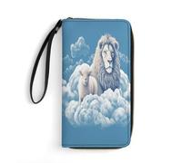BFGWK Large Wallet Novelty Lamb with A On The Clouds Printing Long Wallet With Zipper Leather Wallet Suitable For Both Men And Women, style, 19.7x10.5cm