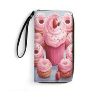 BFGWK Large Wallet Novelty Pink Donut And Cupcake Printing Long Wallet With Zipper Leather Wallet Suitable For Both Men And Women, style, 19.7x10.5cm