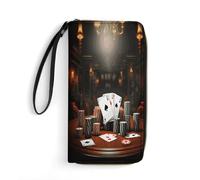 BFGWK Large Wallet Novelty Poker Tournament Printing Long Wallet With Zipper Leather Wallet Suitable For Both Men And Women, style, 19.7x10.5cm