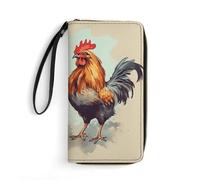 BFGWK Large Wallet Novelty Rooster And Hen Printing Long Wallet With Zipper Leather Wallet Suitable For Both Men And Women, style, 19.7x10.5cm