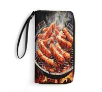 BFGWK Large Wallet Novelty Sausage on Fire Printing Long Wallet With Zipper Leather Wallet Suitable For Both Men And Women, style, 19.7x10.5cm