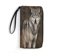 BFGWK Large Wallet Novelty Wild Wild Gray Wolf Printing Long Wallet With Zipper Leather Wallet Suitable For Both Men And Women, style, 19.7x10.5cm